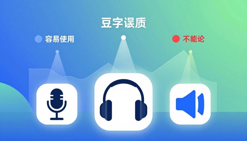 A visually engaging and informative infographic comparing various text-to-speech tools. In the foreground, there are icons representing different tools, such as a microphone, headphones, and a speaker, arranged in a semi-circle. In the middle, a subtle graph showcases the advantages of each tool, with vibrant colors highlighting features like voice quality, ease of use, and pricing. The background features a soft gradient blending shades of blue and green, evoking a modern, tech-oriented atmosphere. Light beams gently illuminate the tools, creating depth. The composition should maintain a professional and clean aesthetic, reflecting a serious yet innovative approach to audiovisual management.